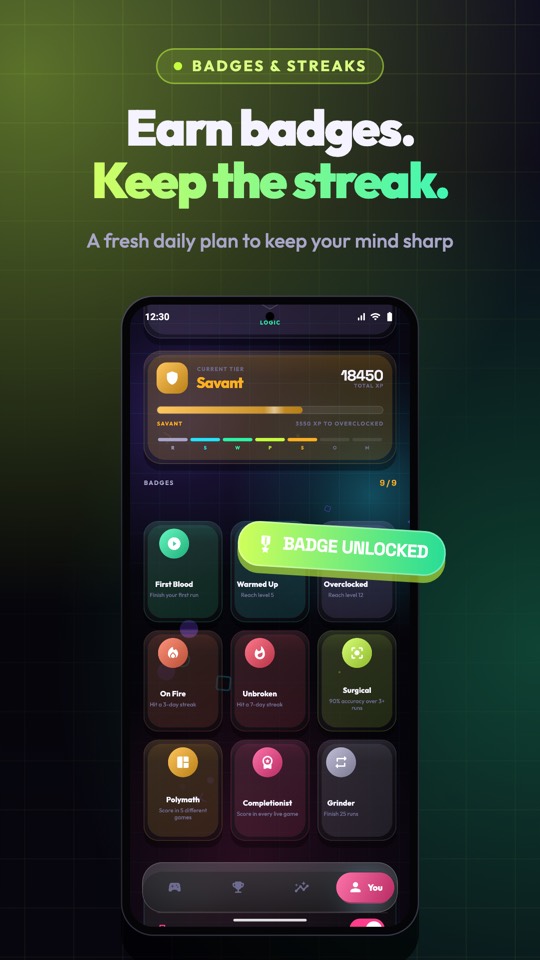 Mindpit Badges screen